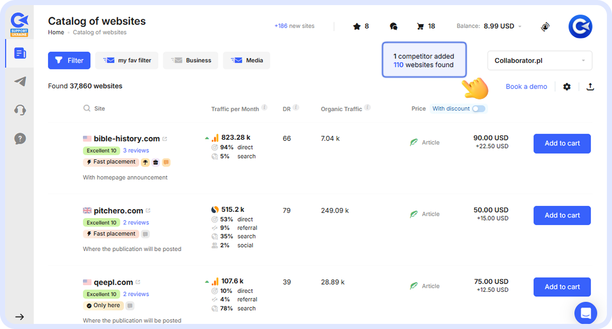 A screenshot of the Collaborator platform